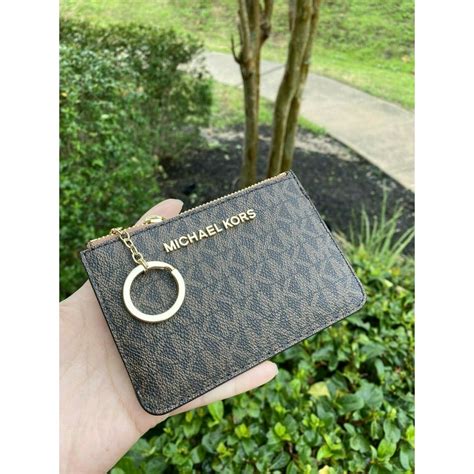 michael kors card holder brown|michael kors keychain card holder.